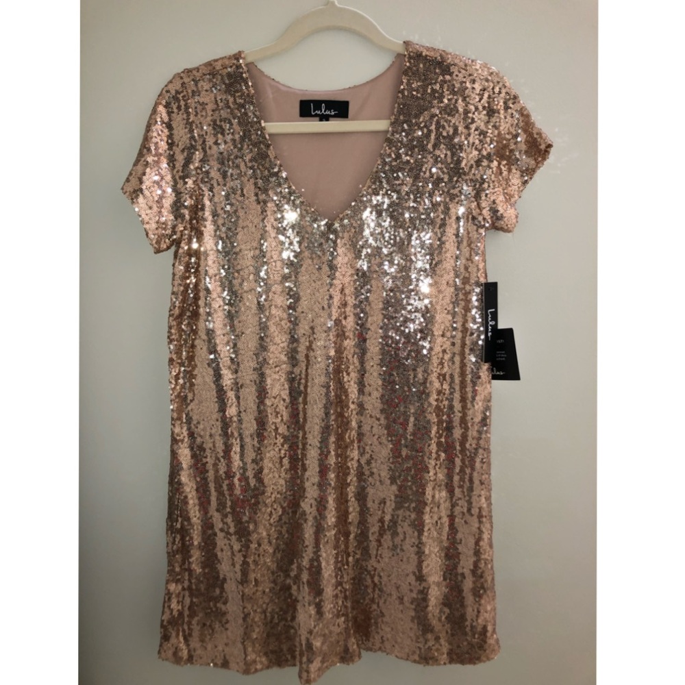 Lulus Gold Sequin Mini Dress